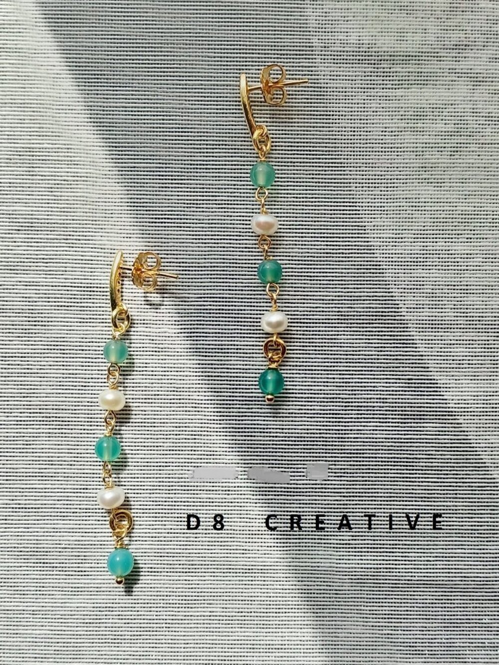 Handmade agate & freshwater pearl& Sterling silver hanging earring